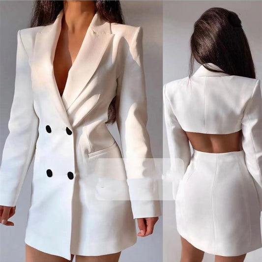 Commuter Backless Double Breasted Suit Skirt Wish